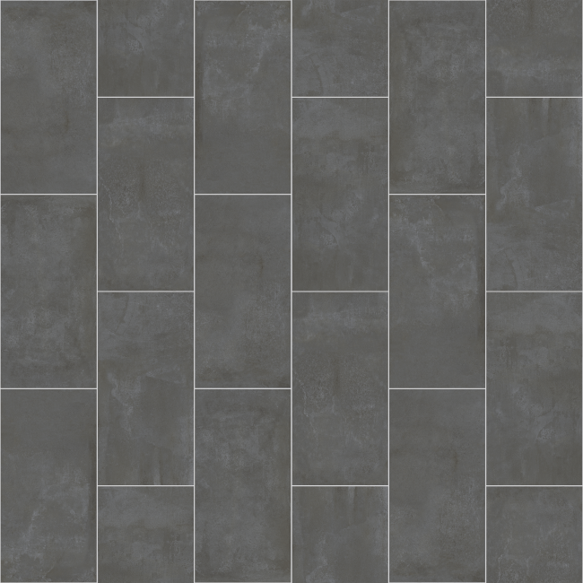 Dark gray rectangular tiles arranged in a geometric pattern, ideal for flooring or walls. Carreaux rectangulaires gris foncé disposés en motif géométrique, idéaux pour les sols ou les murs.