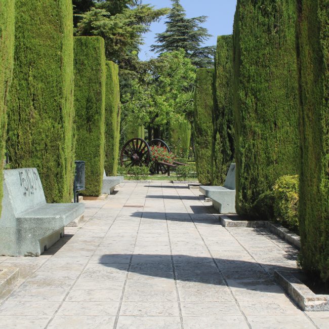 Lined with leyland cypresses, ce parc de Martos est parfait pour une promenade tranquille.