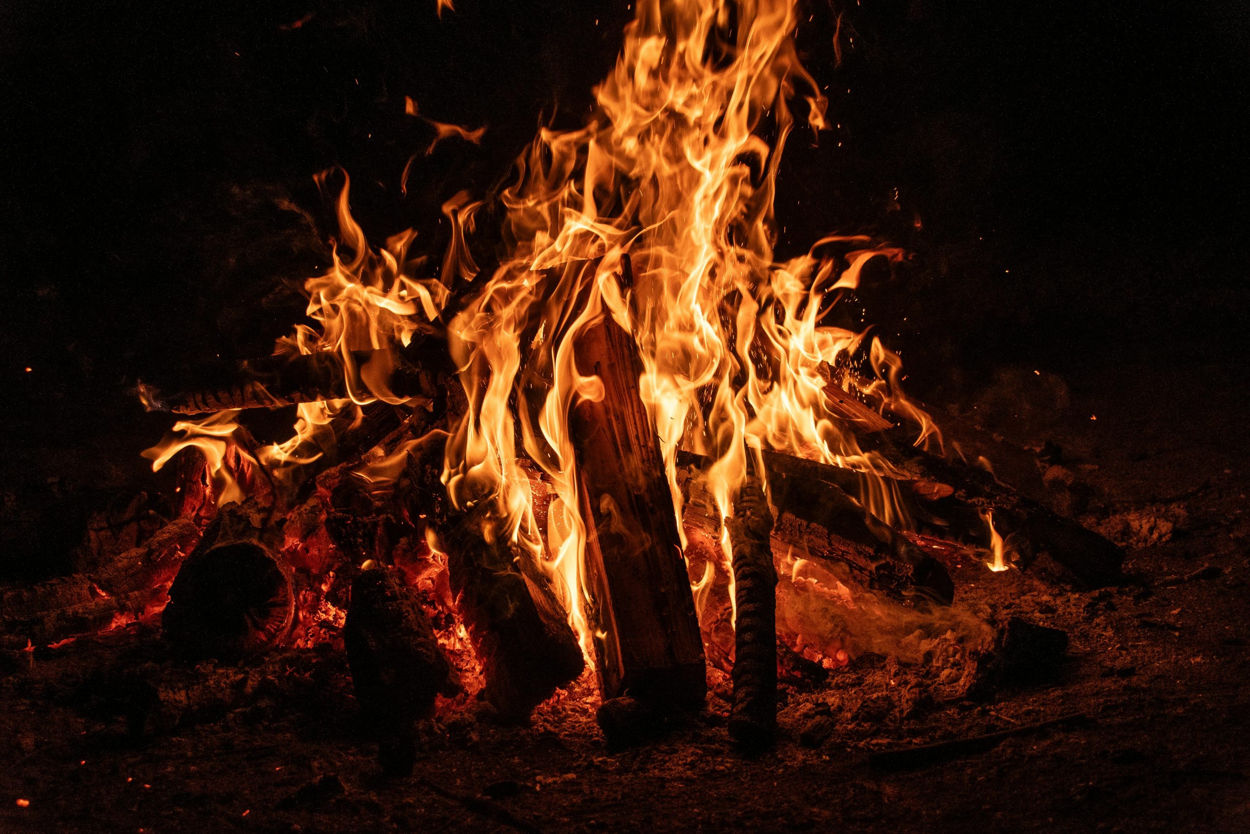Un feu de camp envoûtant aux flammes vives illuminant la nuit, mettant en valeur la beauté d'un foyer ardent.