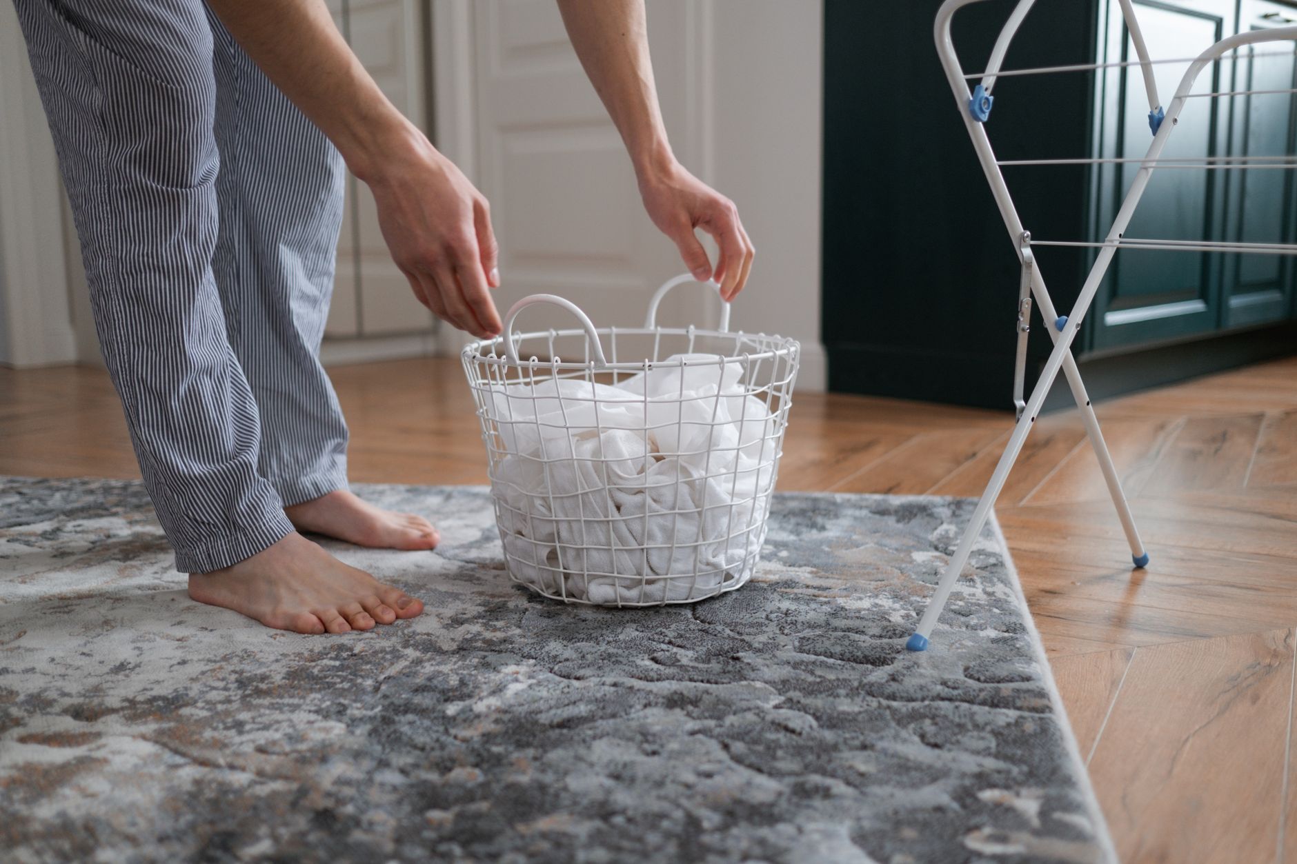 Linge plié à la main à la maison