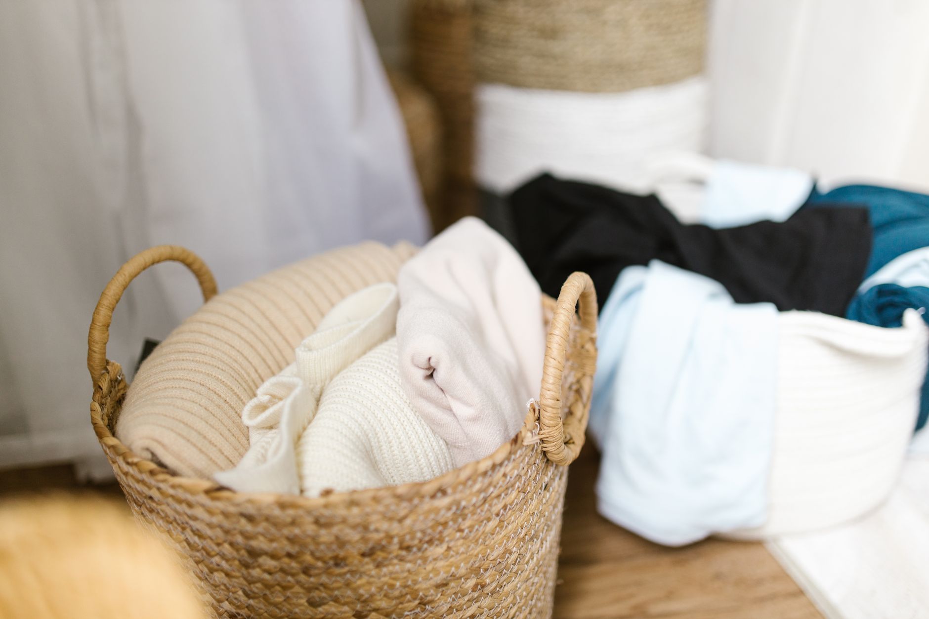 Panier de linge propre et douillet